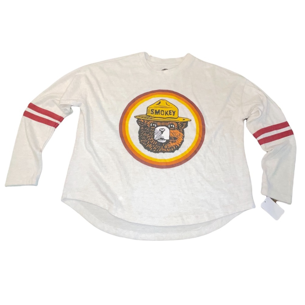 Smokey The Bear Logo Long Sleeve Pullover Sweater Shirt Women's‎ xs Gray